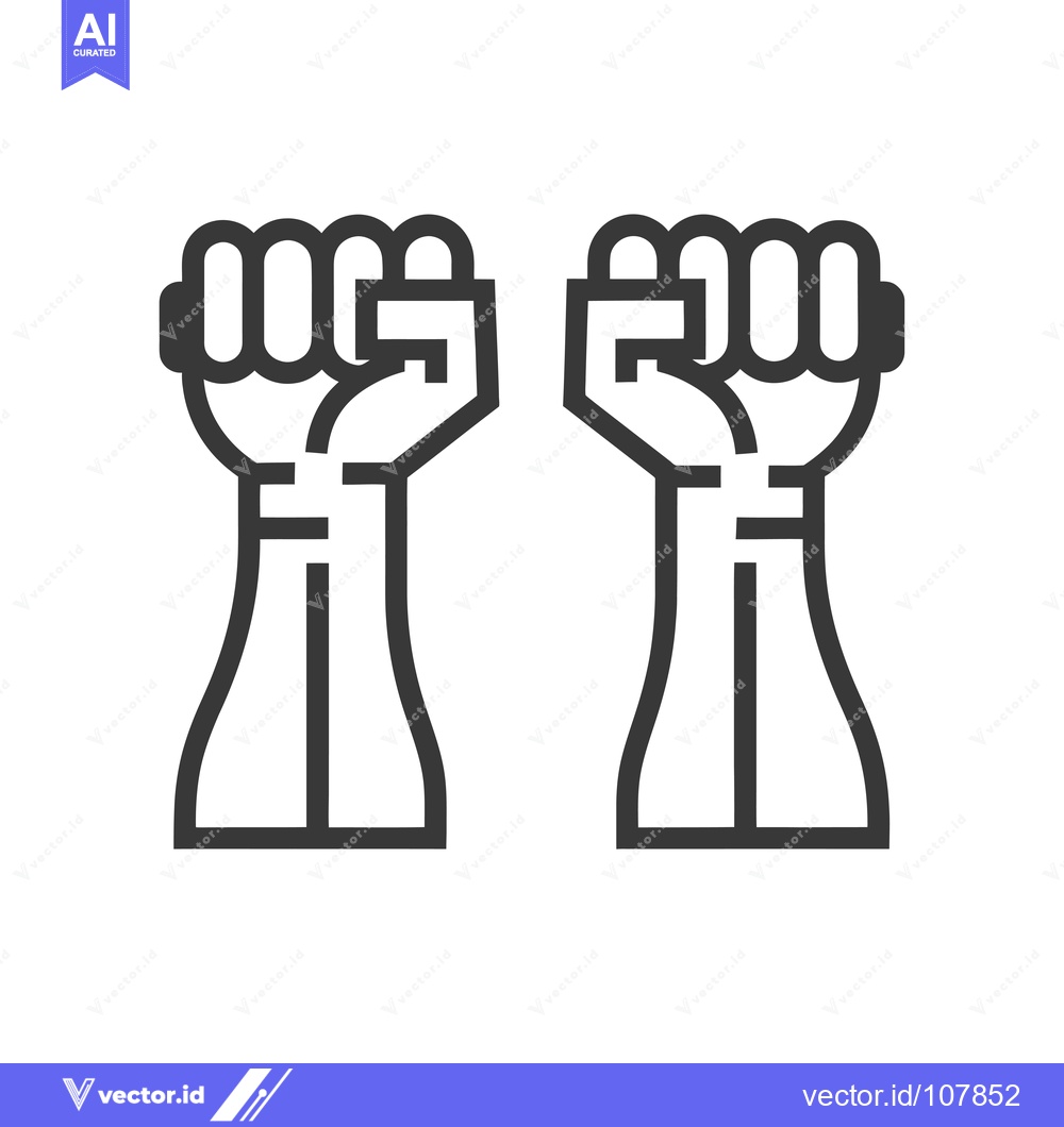 Premium Vector dari Two Raised Fists in a Line Art Style
