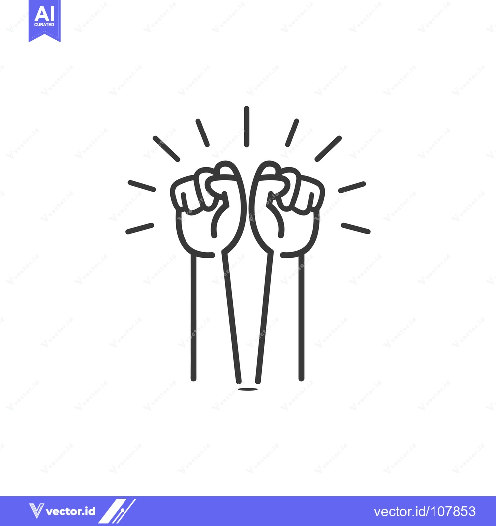 Premium Vector dari Two raised fists with a radiating light effect