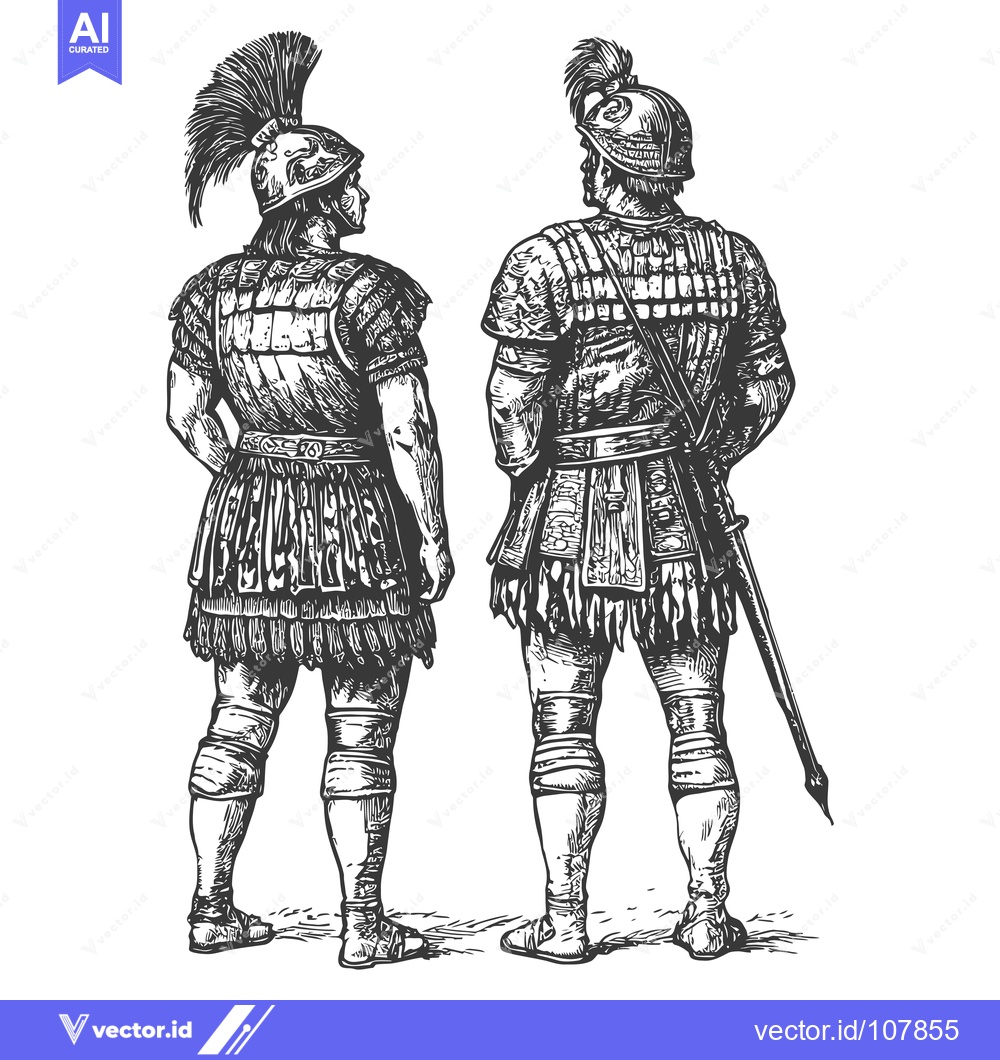 Premium Vector dari Two Roman Soldiers Standing Back-to-Back in Full Armor