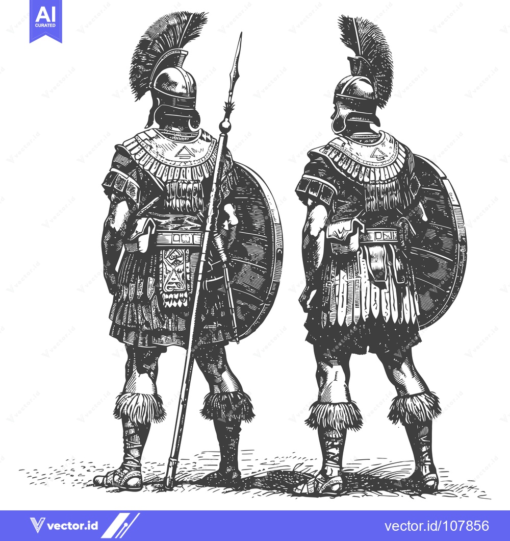 Premium Vector dari Two Roman Soldiers Standing Back-to-Back in Full Armor