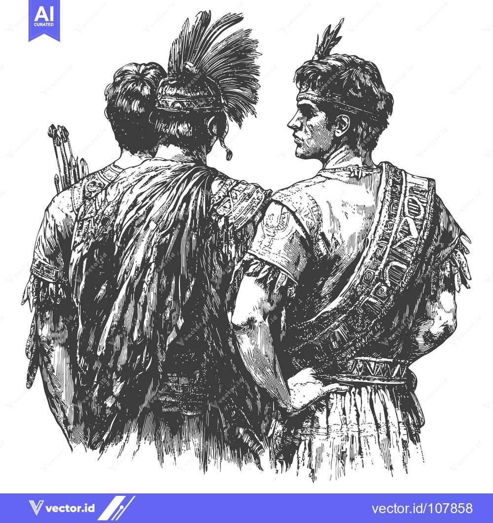 Premium Vector dari Two Roman Warriors with Feathers and Weapons