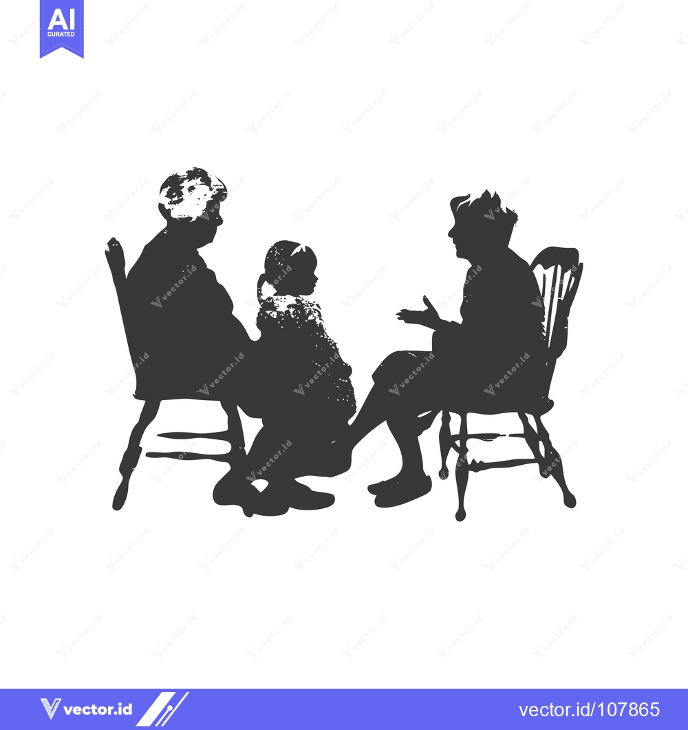 Premium Vector dari Two Silhouettes of Adults and a Child Sitting in Chairs