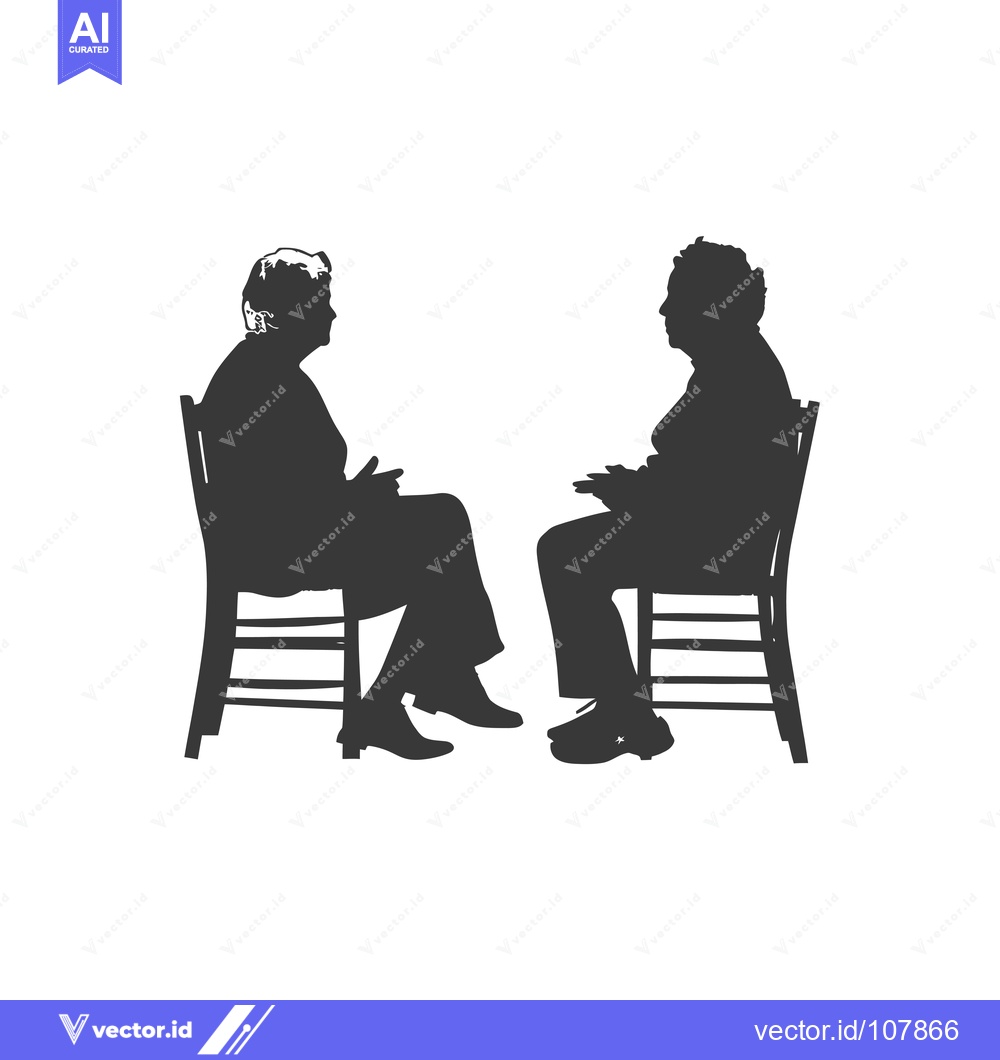 Premium Vector dari Two Silhouettes of Elderly People Sitting and Talking