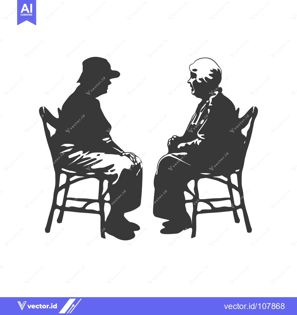 Premium Vector dari Two Silhouettes of Elderly People Sitting on Chairs Facing Each Other