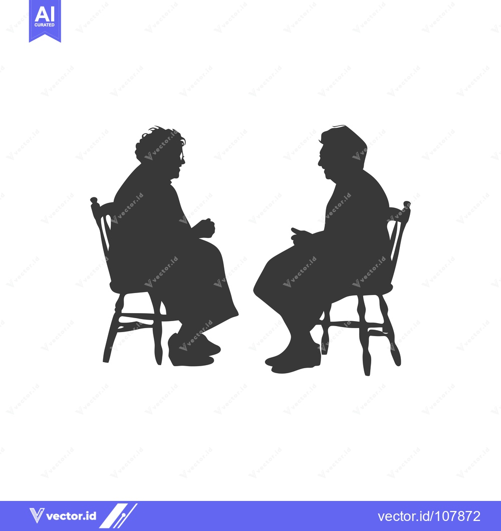 Premium Vector of Two Silhouettes of Elderly Women Sitting in Chairs Facing Each Other