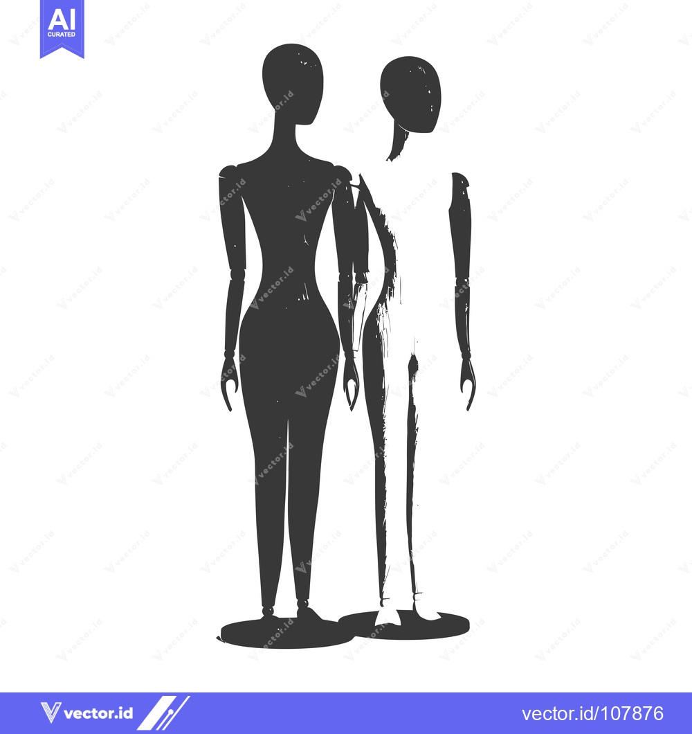 Premium Vector of Two Silhouettes of Mannequins Standing Side by Side