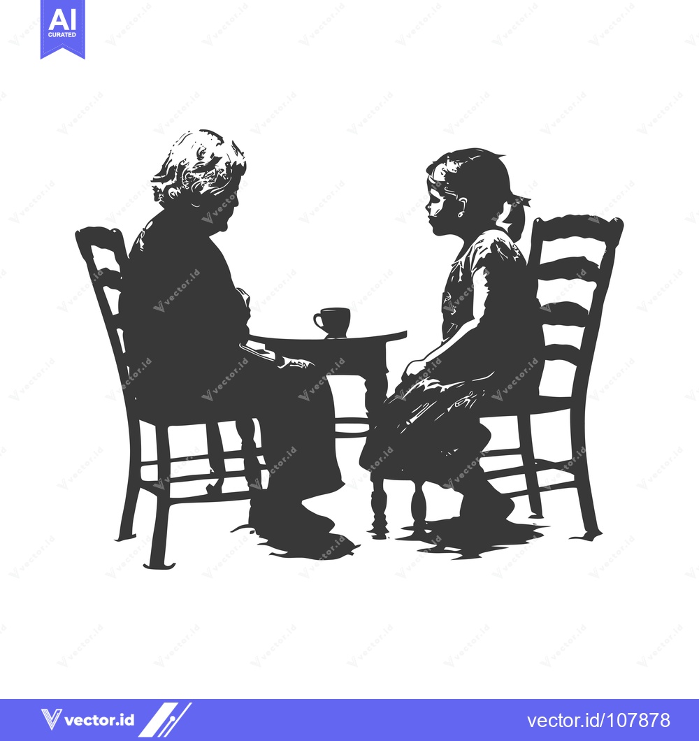 Premium Vector dari Two Silhouettes of People Sitting at a Table with a Cup