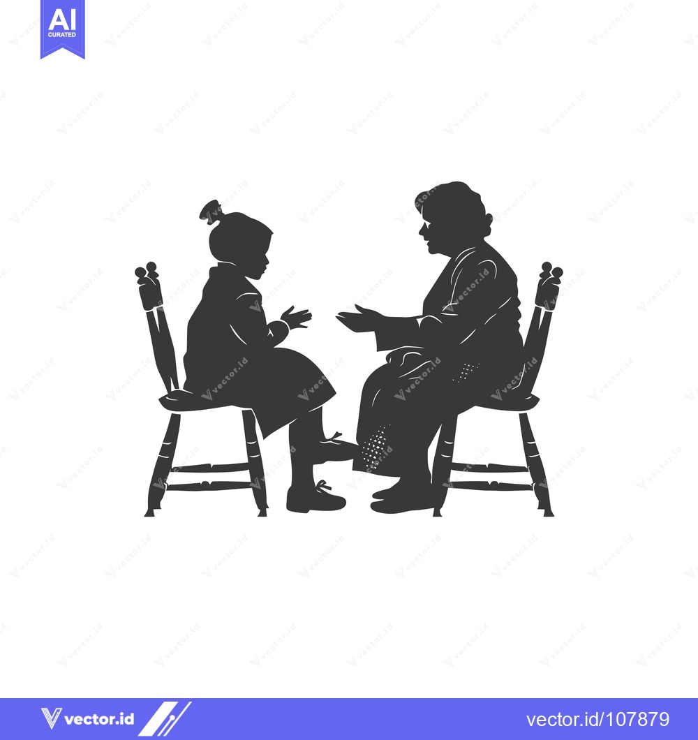 Premium Vector of Two Silhouettes of People Sitting in Chairs and Talking