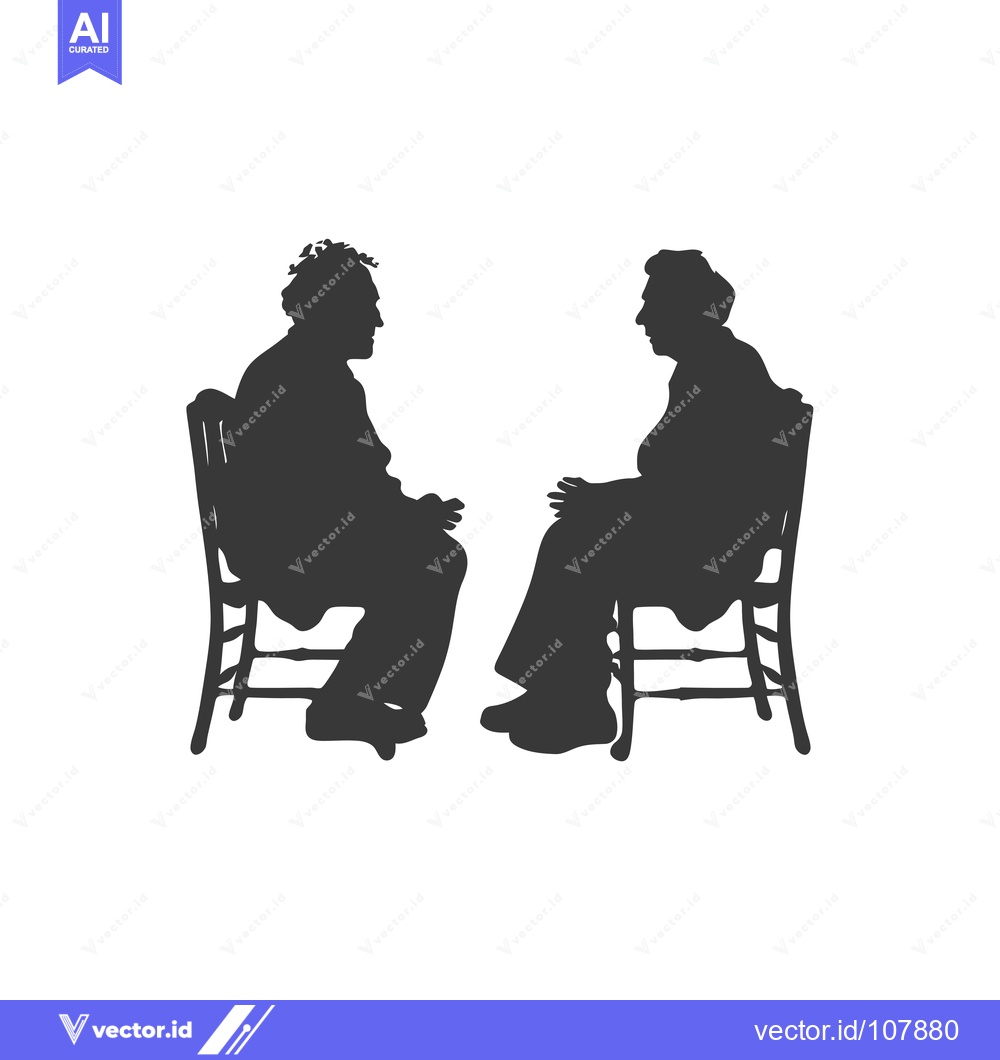 Premium Vector of Two Silhouettes of People Sitting Opposite Each Other on Chairs
