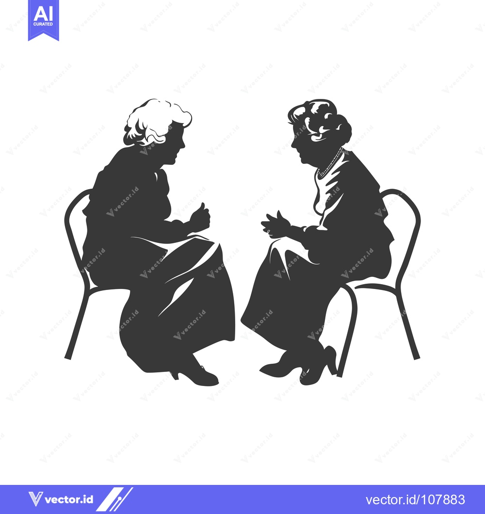 Premium Vector of Two Silhouettes of Women Sitting in Chairs Facing Each Other