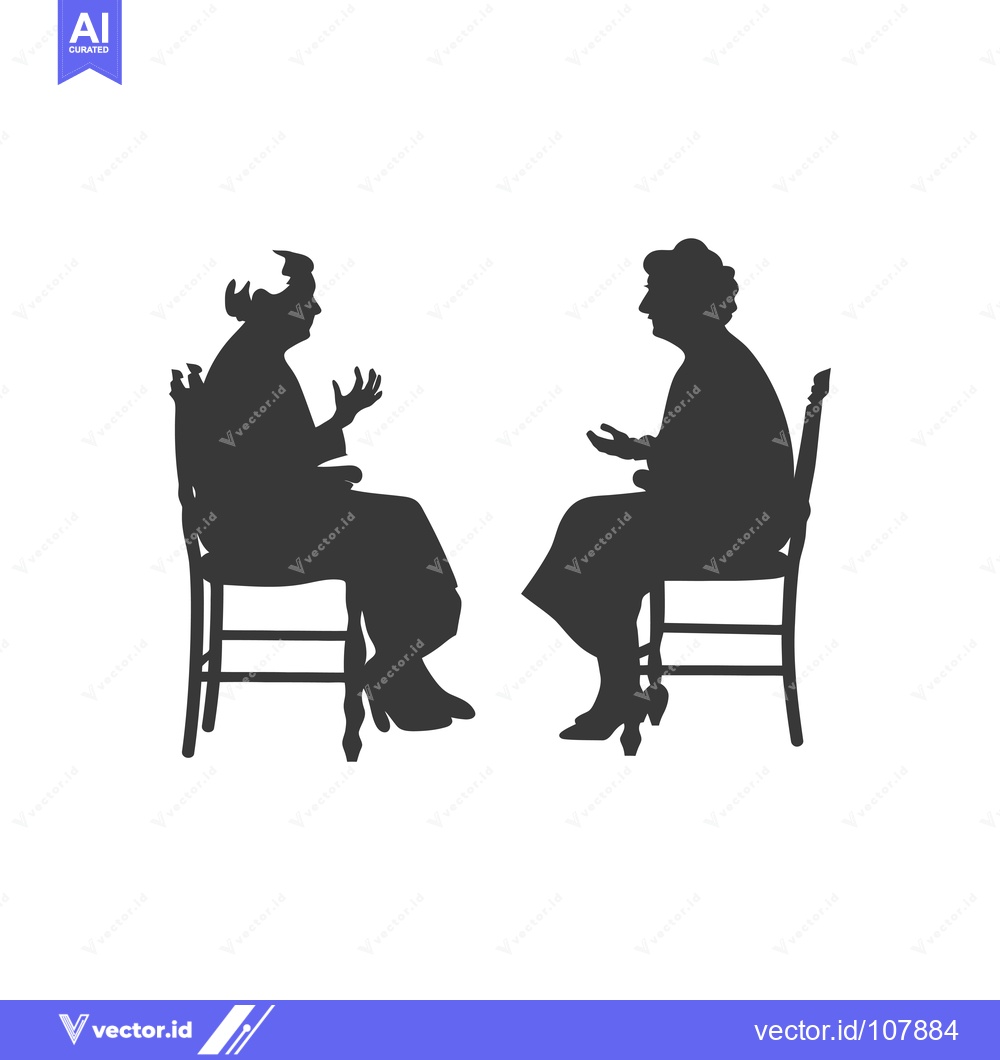 Premium Vector of Two Silhouettes of Women Sitting on Chairs and Talking
