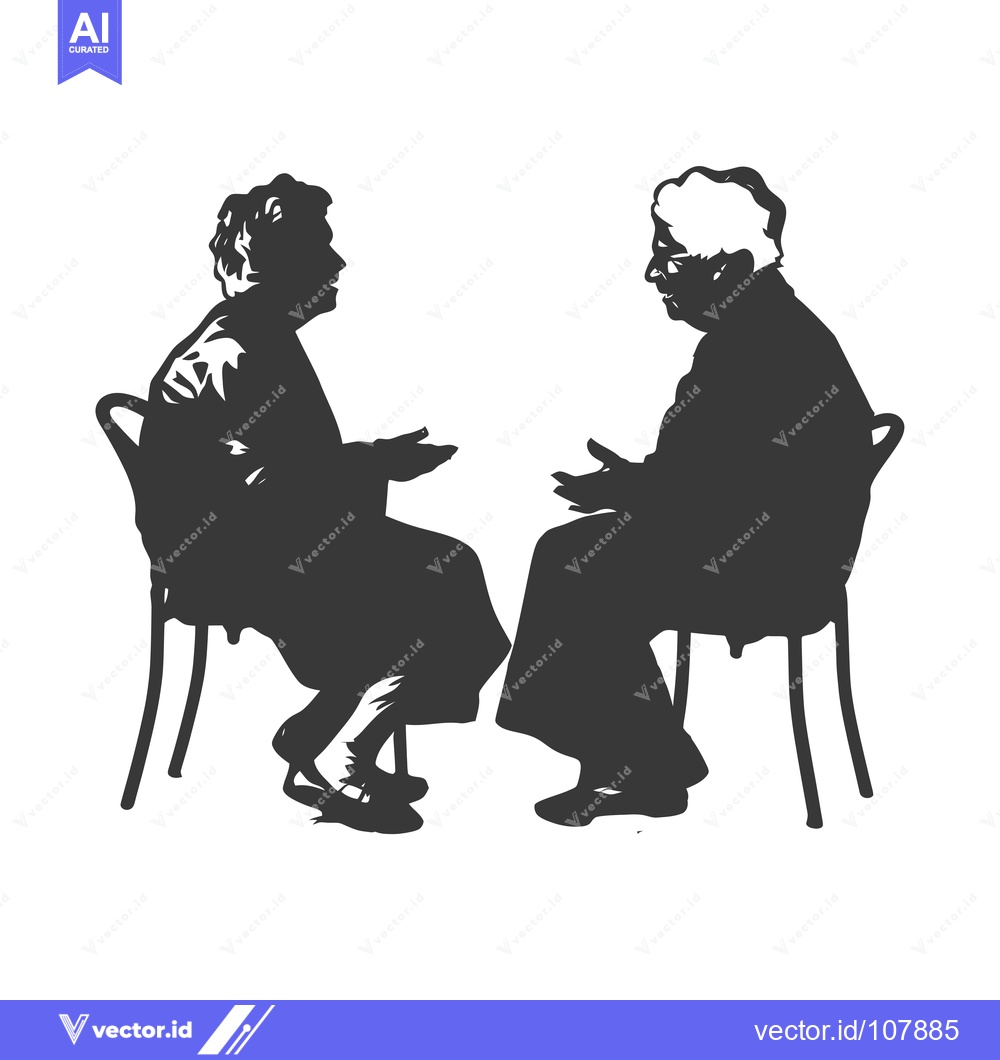 Premium Vector of Two Silhouettes of Women Sitting on Chairs and Talking