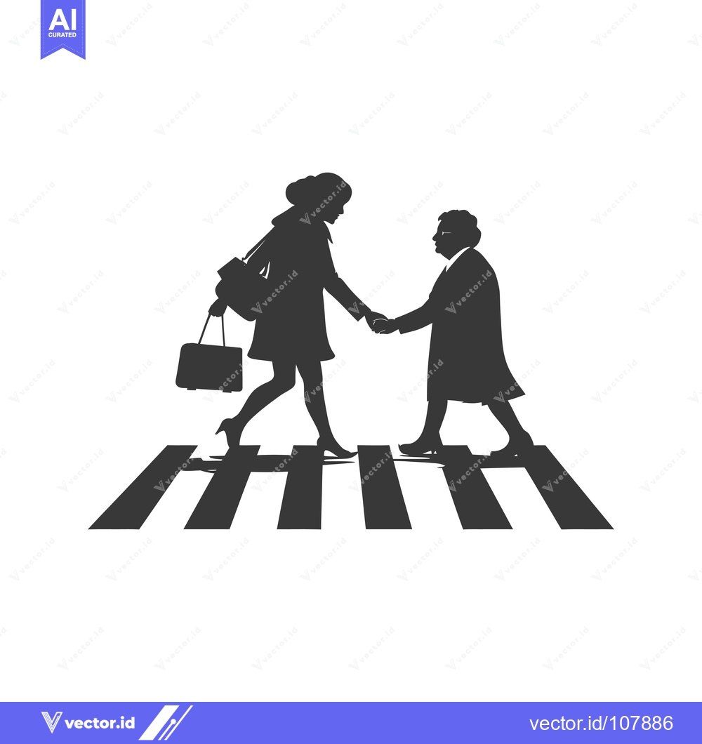 Premium Vector dari Two Silhouettes Shaking Hands on a Crosswalk
