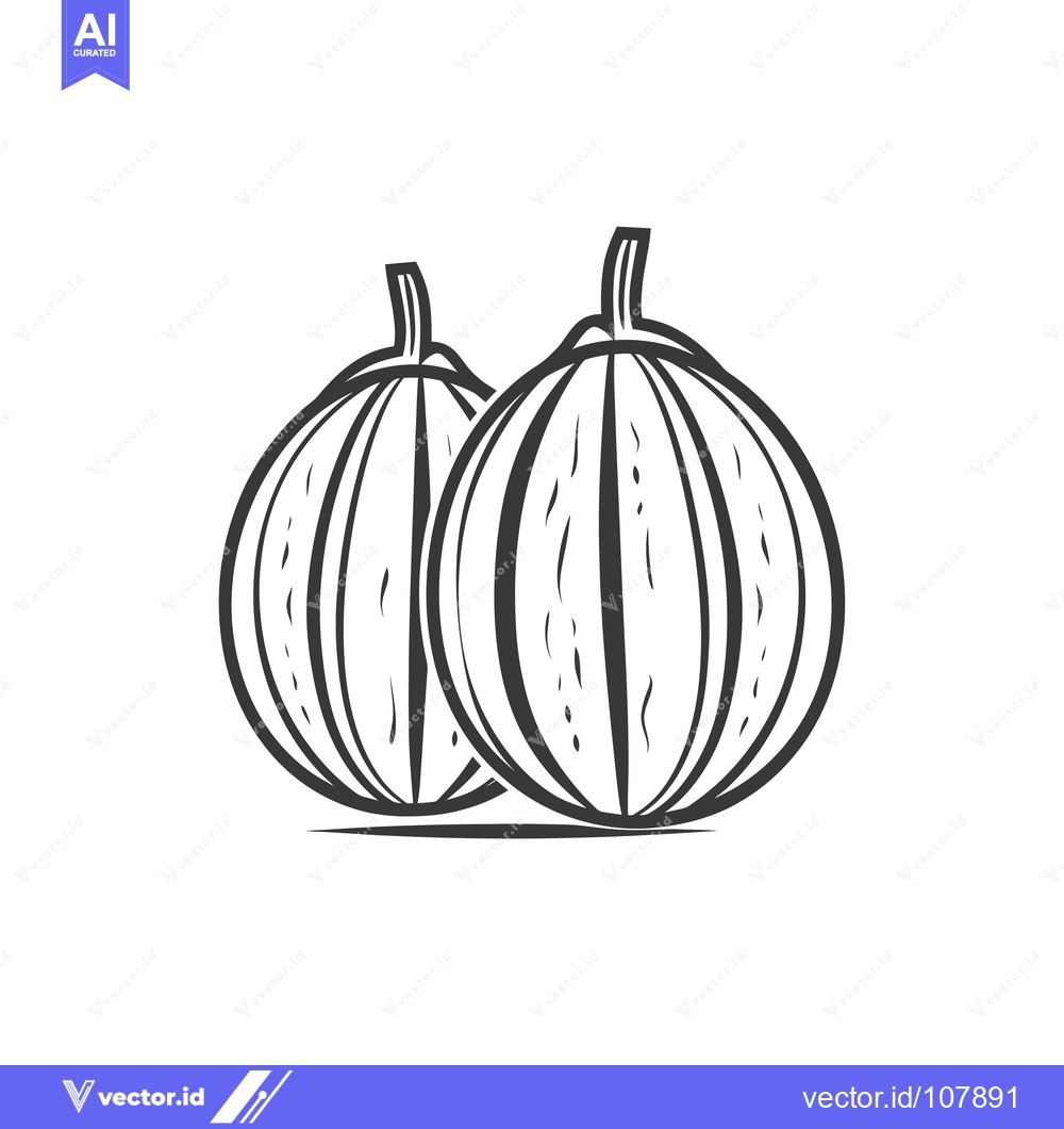 Premium Vector of Two Simple Line Drawings of Pumpkins