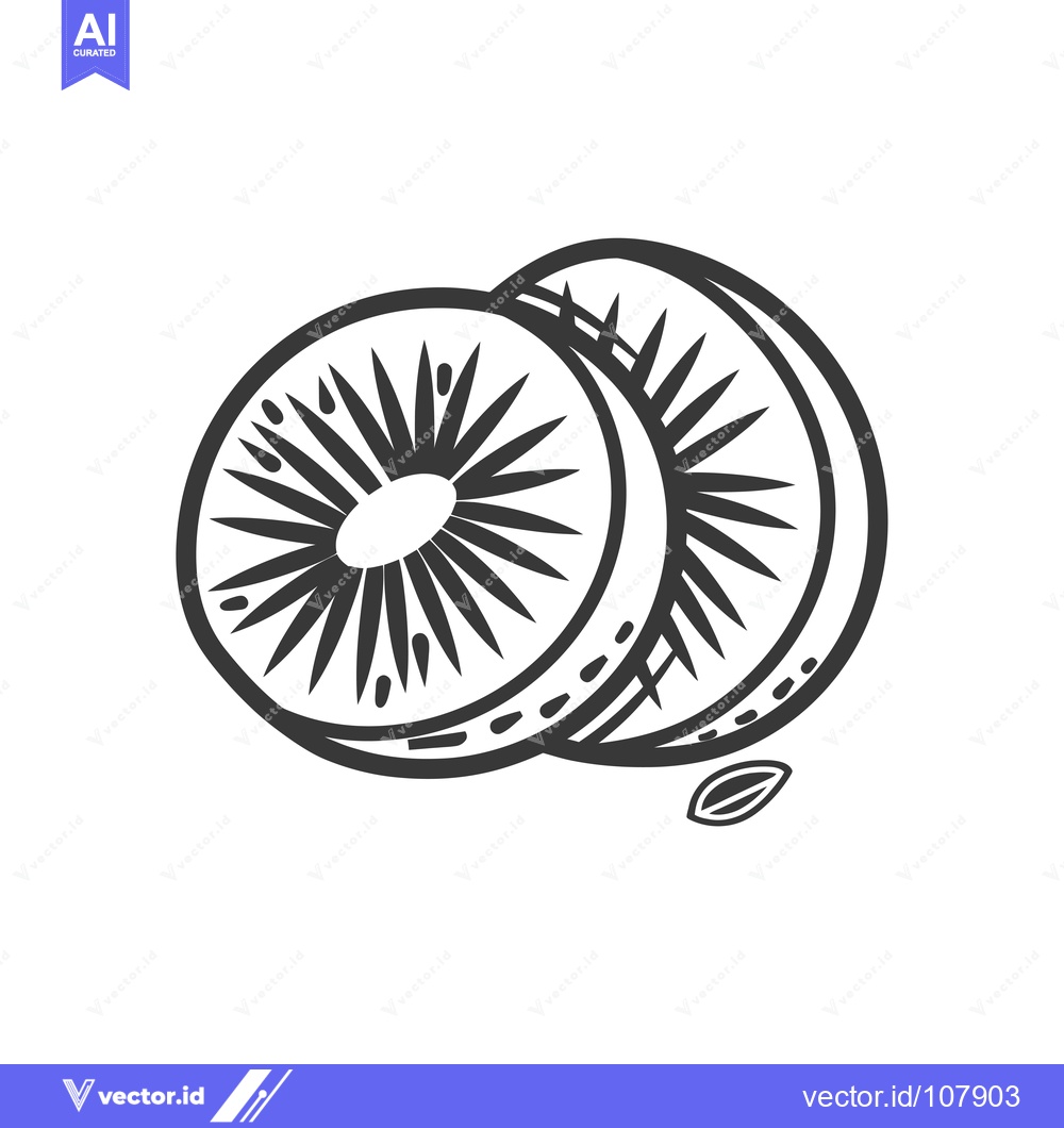 Premium Vector dari Two Slices of Kiwi Fruit with a Seed