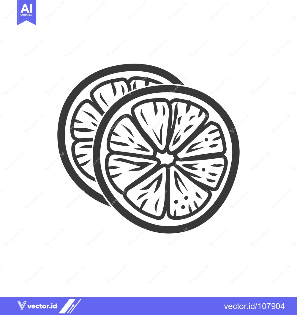 Premium Vector dari Two Slices of Lemon with Detailed Segments and Rind
