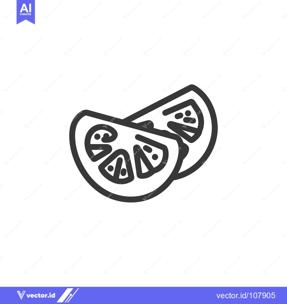 Premium Vector dari Two Slices of Tomato with Seeds and Outline