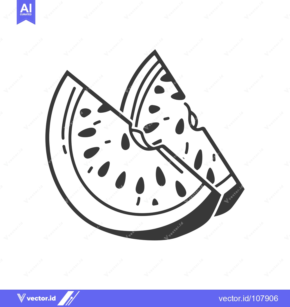 Premium Vector dari Two Slices of Watermelon with Seeds