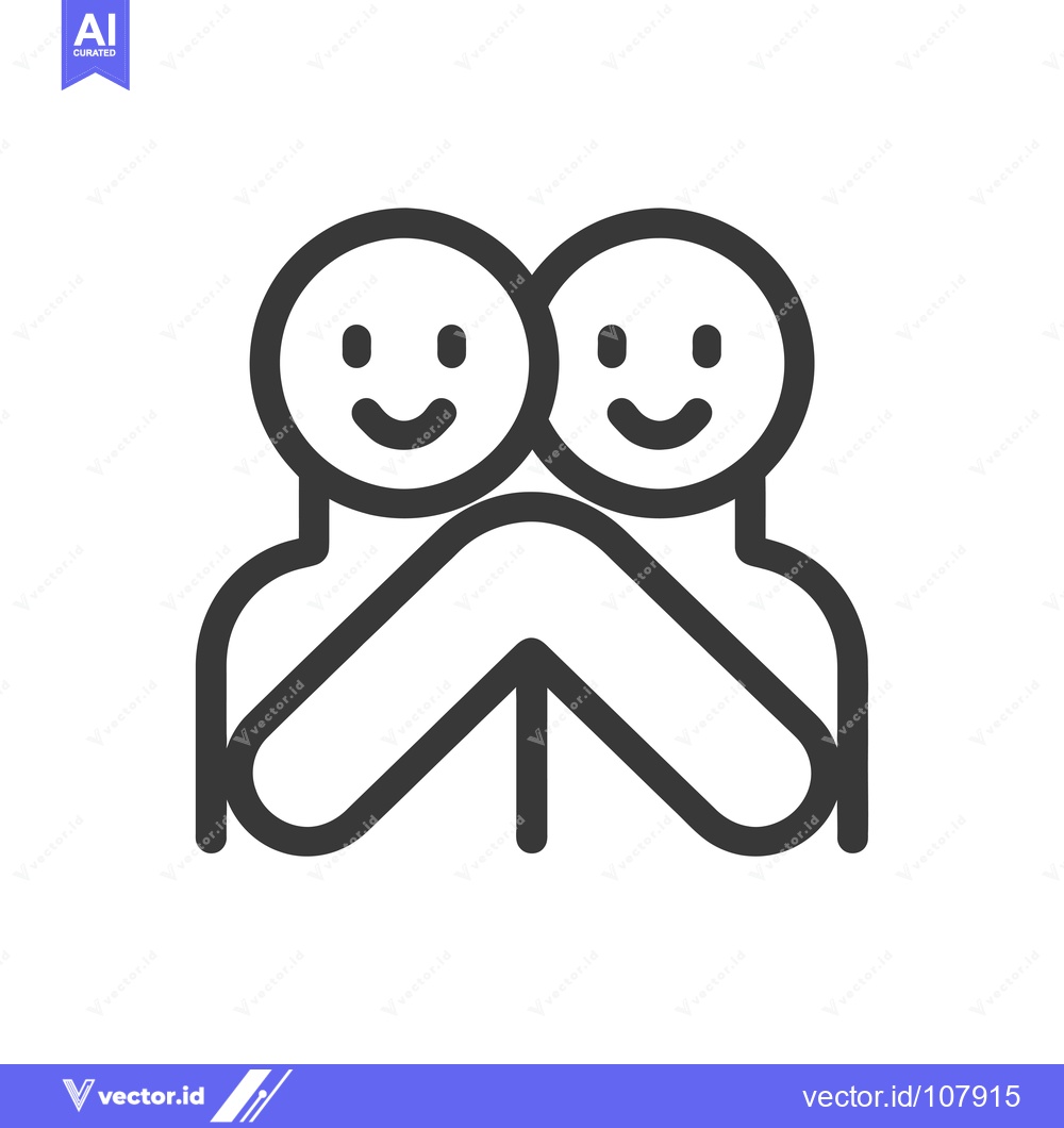 Premium Vector of Two Smiling People Embracing with Arms Around Each Other