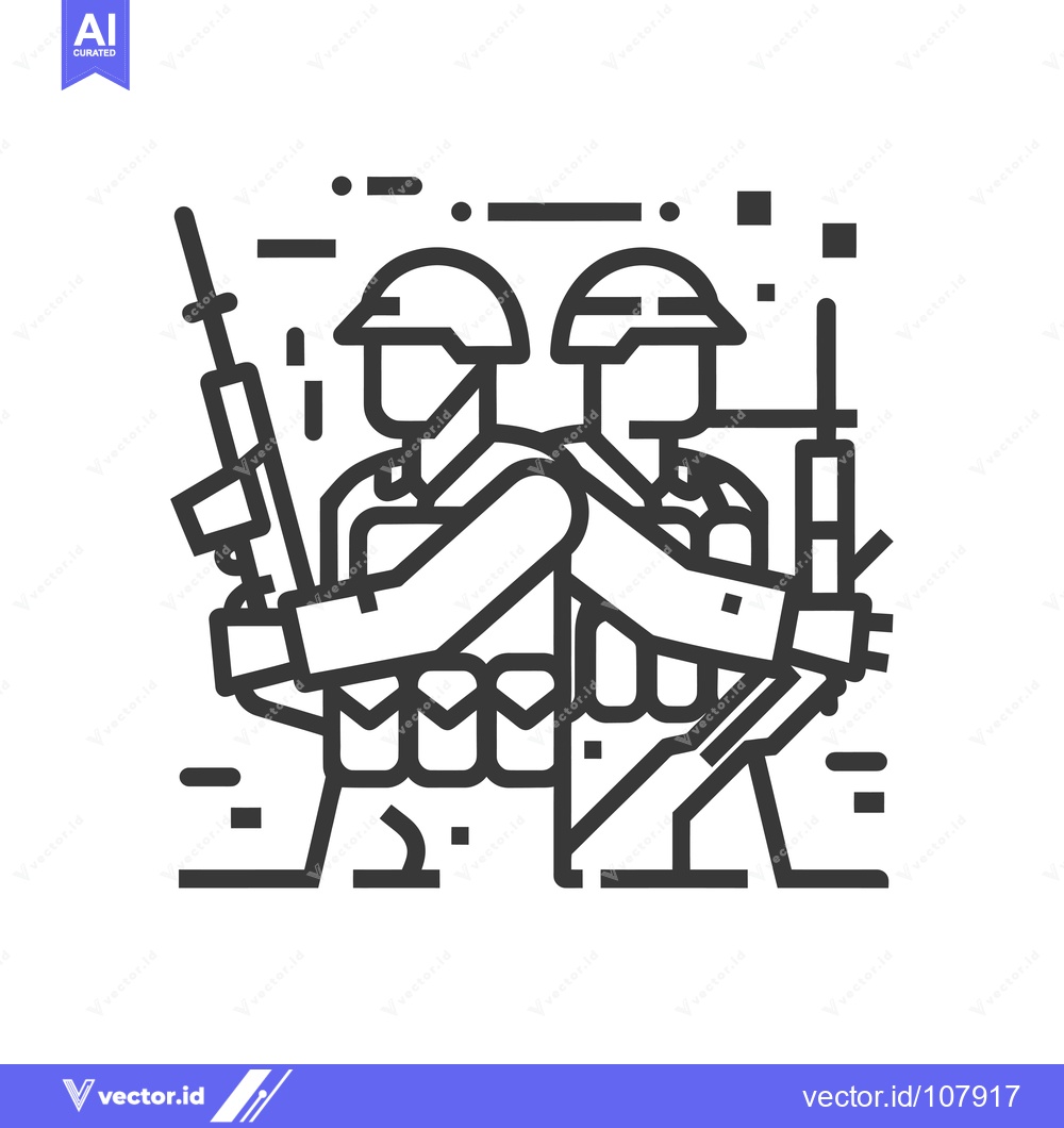 Premium Vector dari Two Soldiers Holding Rifles Standing Side-by-Side