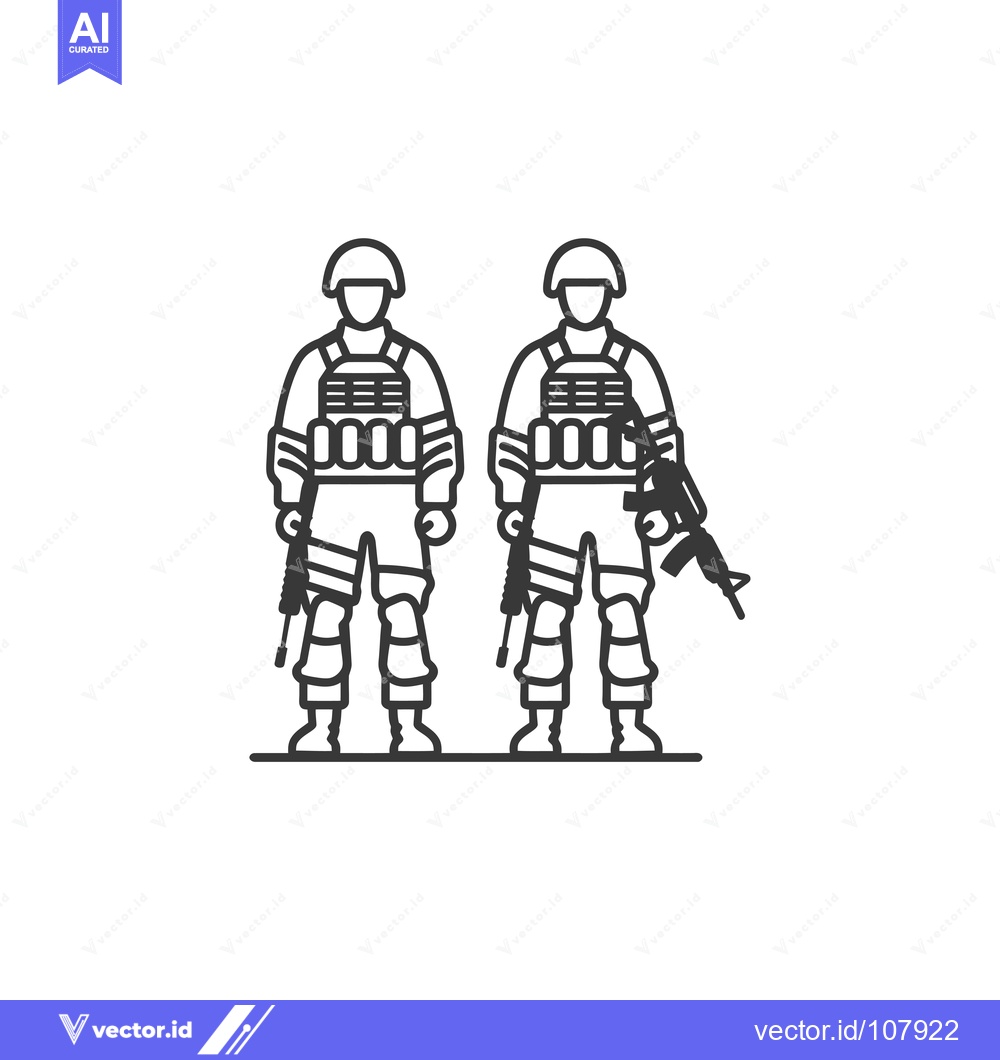 Premium Vector dari Two Soldiers Standing with Rifles and Tactical Gear