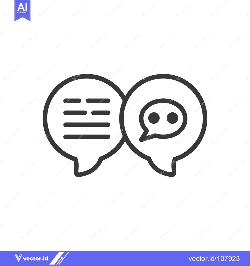 Premium Vector dari Two speech bubbles, one with lines, the other with a dot and a curved
