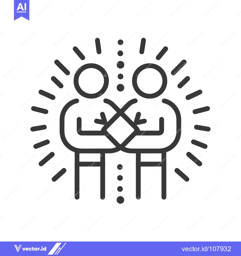 Premium Vector of Two Stick Figures Embracing with Radiating Lines