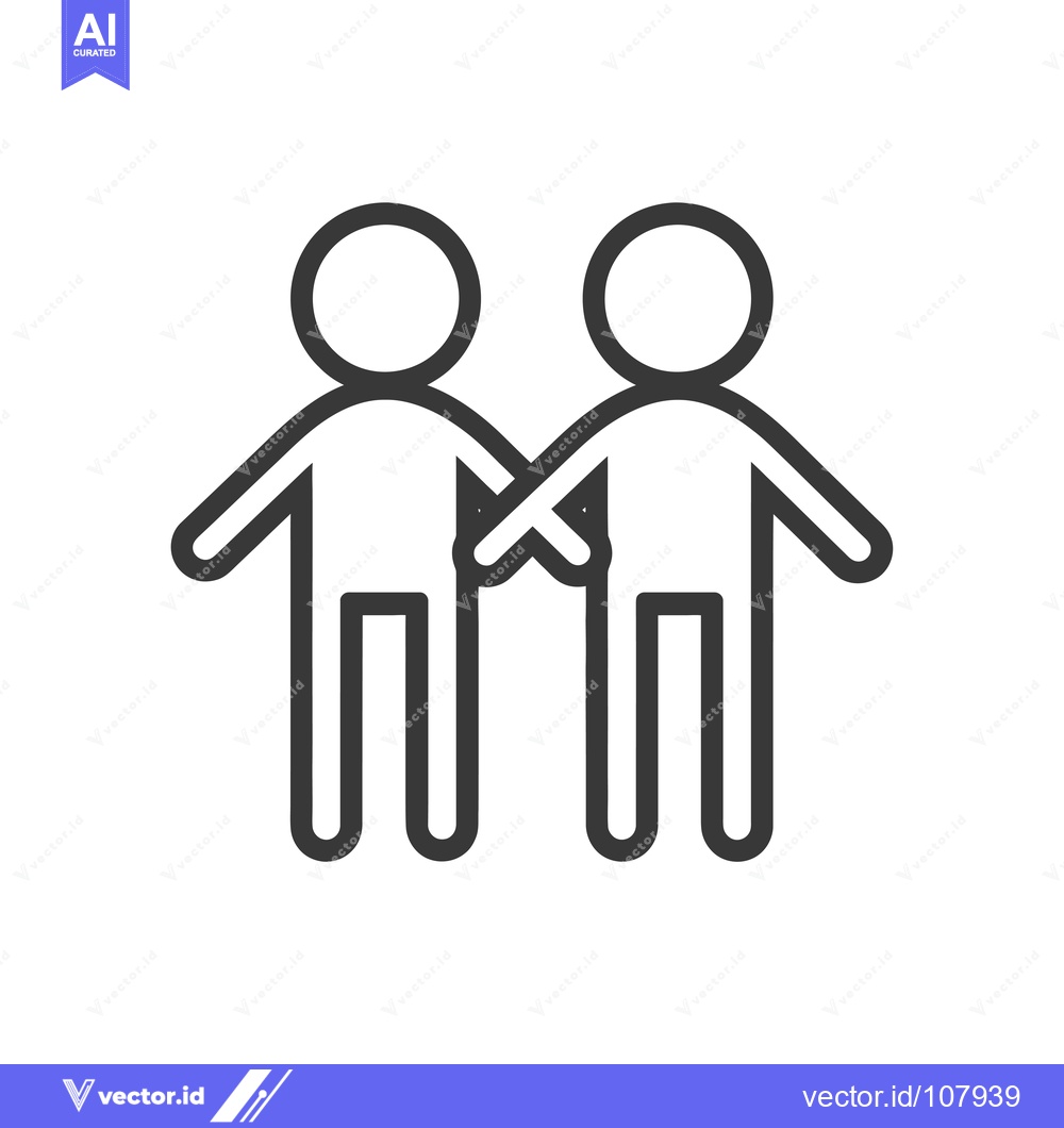 Premium Vector of Two stick figures holding hands, facing each other