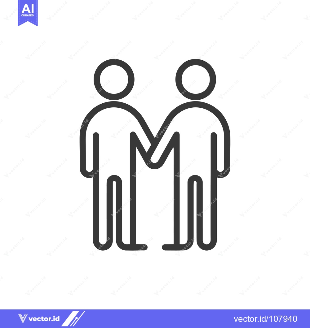 Premium Vector of Two stick figures holding hands, facing each other