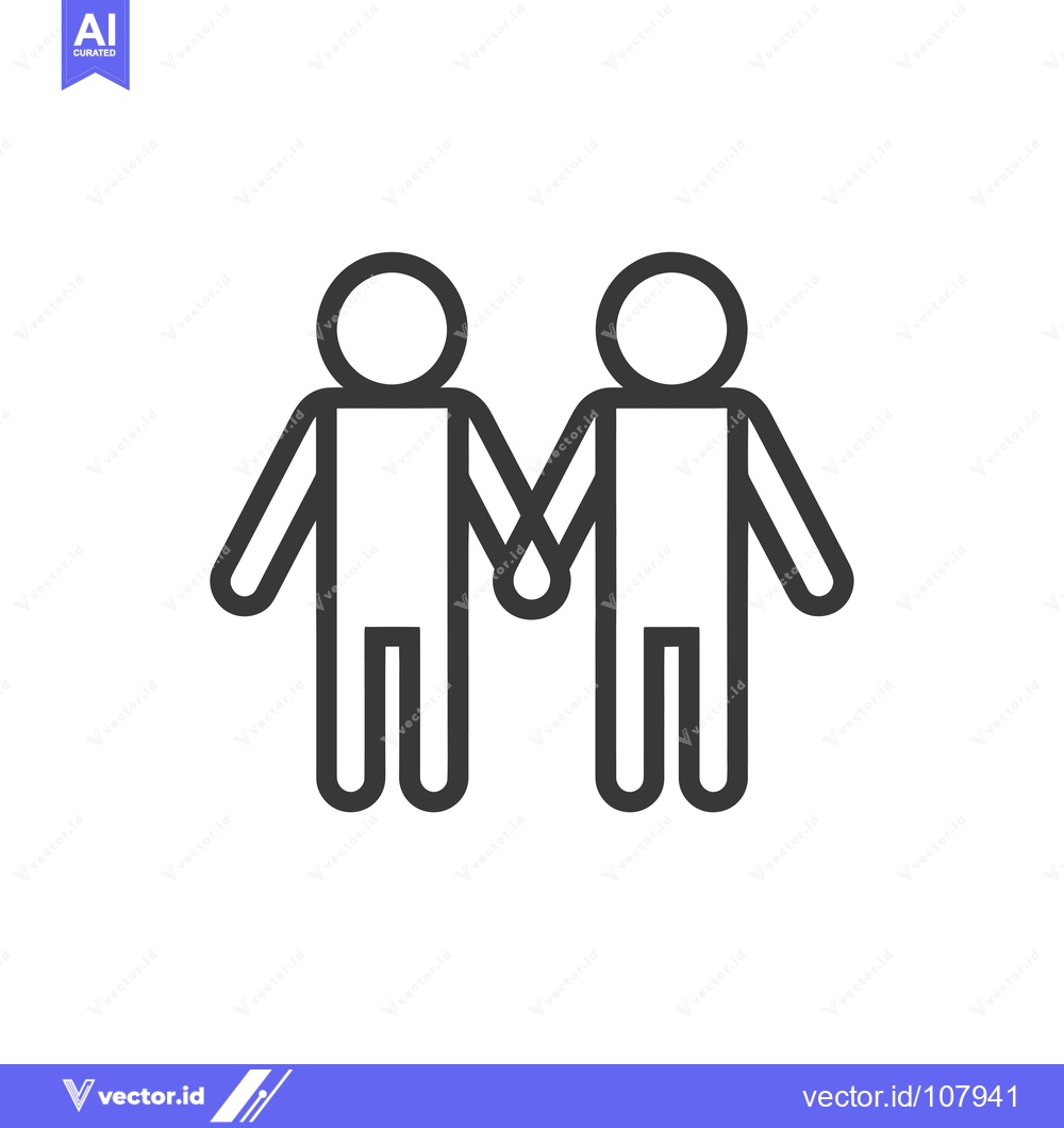 Premium Vector dari Two stick figures holding hands, symbolizing friendship or unity.
