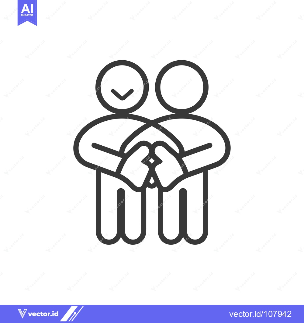 Premium Vector of Two Stick Figures Holding Hands With A Checkmark Above One 23516