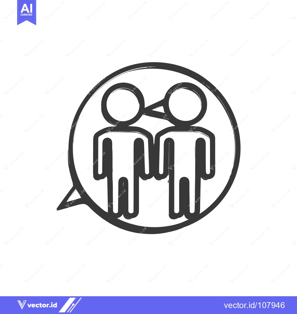 Premium Vector dari Two Stick Figures Inside a Speech Bubble With One Whispering to the Ot