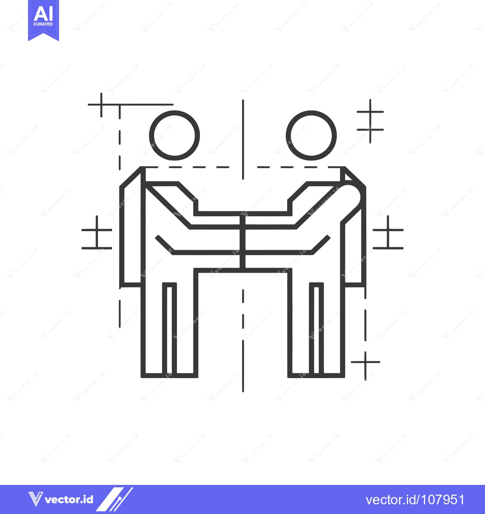 Premium Vector dari Two Stick Figures Shaking Hands with a Line Dividing Them