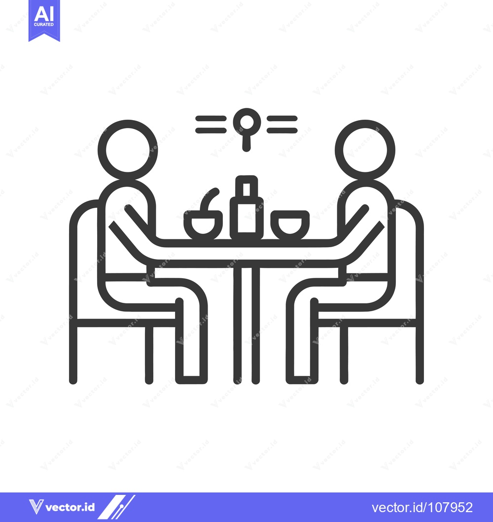 Premium Vector dari Two Stick Figures Sitting at a Table with Food and Drinks