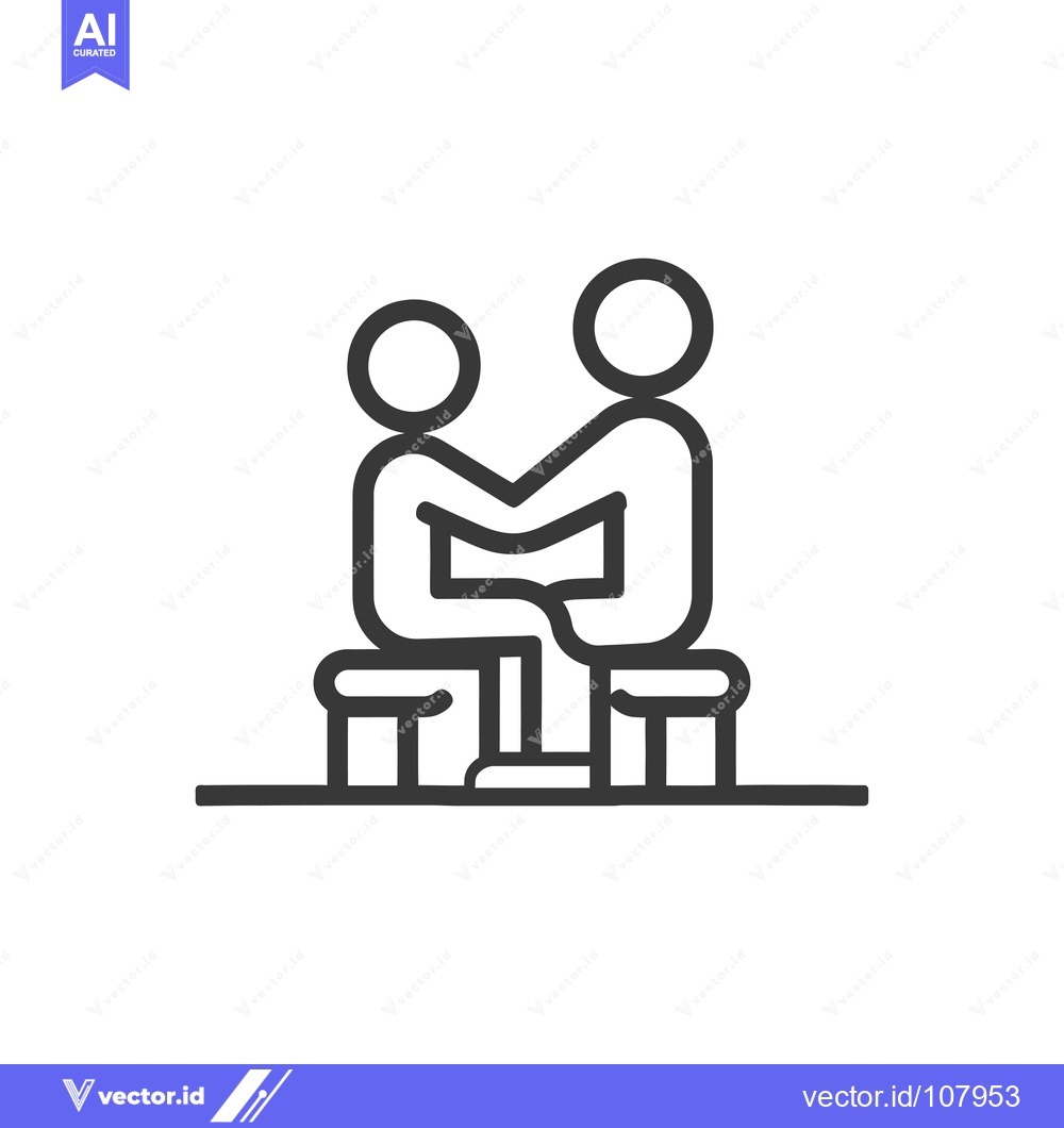 Premium Vector dari Two Stick Figures Sitting on a Bench Together