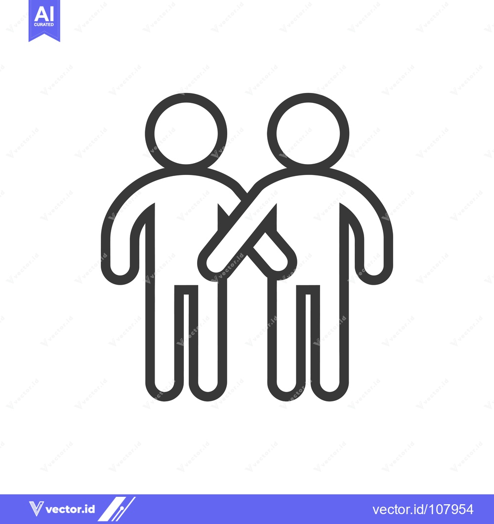 Premium Vector dari Two Stick Figures Standing with Arms Interlocked