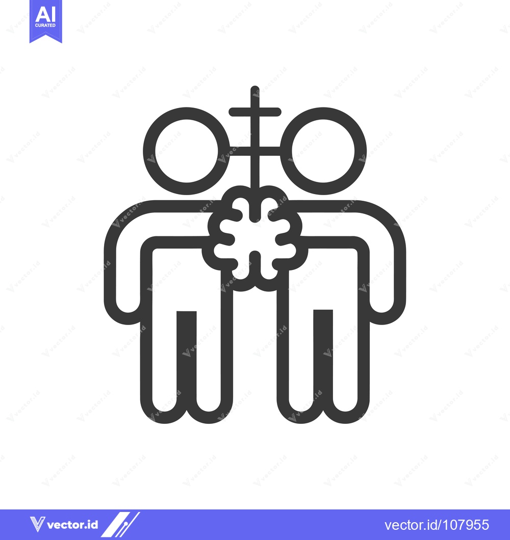 Premium Vector of Two stick figures with a cross and brain icon between them