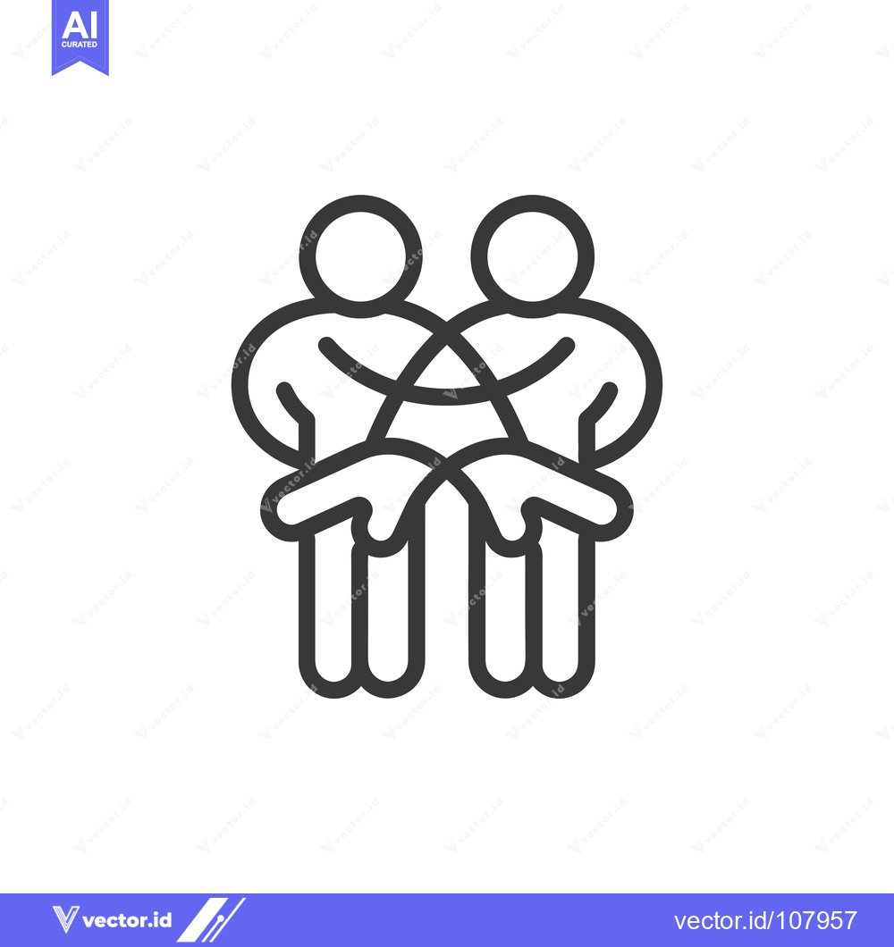 Premium Vector dari Two stick figures with arms intertwined and hands pointing forward