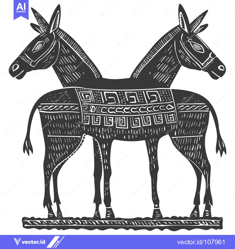 Premium Vector dari Two Stylized Donkeys with Geometric Patterns