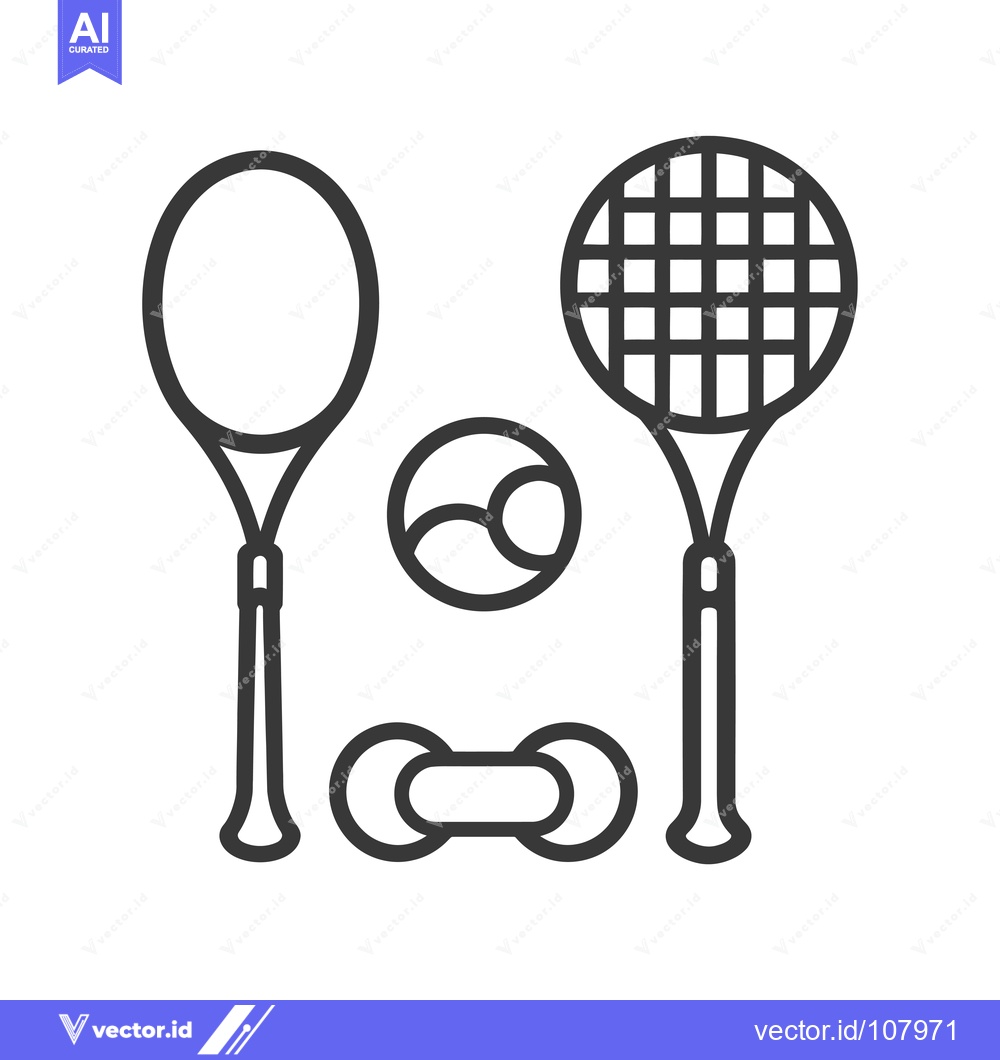 Premium Vector dari Two Tennis Rackets, a Ball, and a Dumbbell