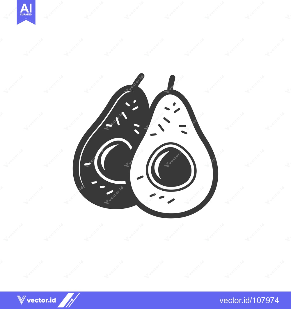 Premium Vector dari Two Whole Avocados, One Cut in Half