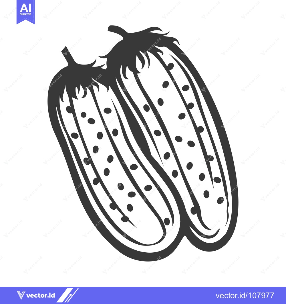 Premium Vector dari Two Whole Cucumbers with Black Seed Detail