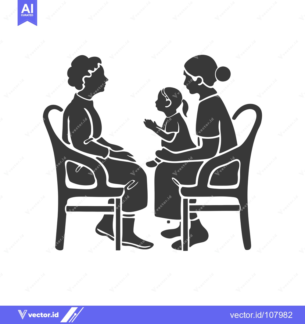 Premium Vector dari Two women and a child sitting on chairs facing each other