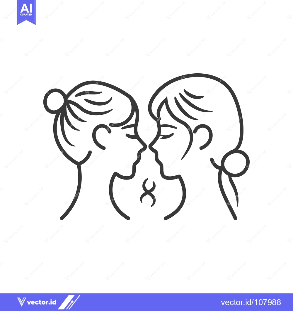 Premium Vector of Two Women Facing Each Other with a Heart Symbol Between Them