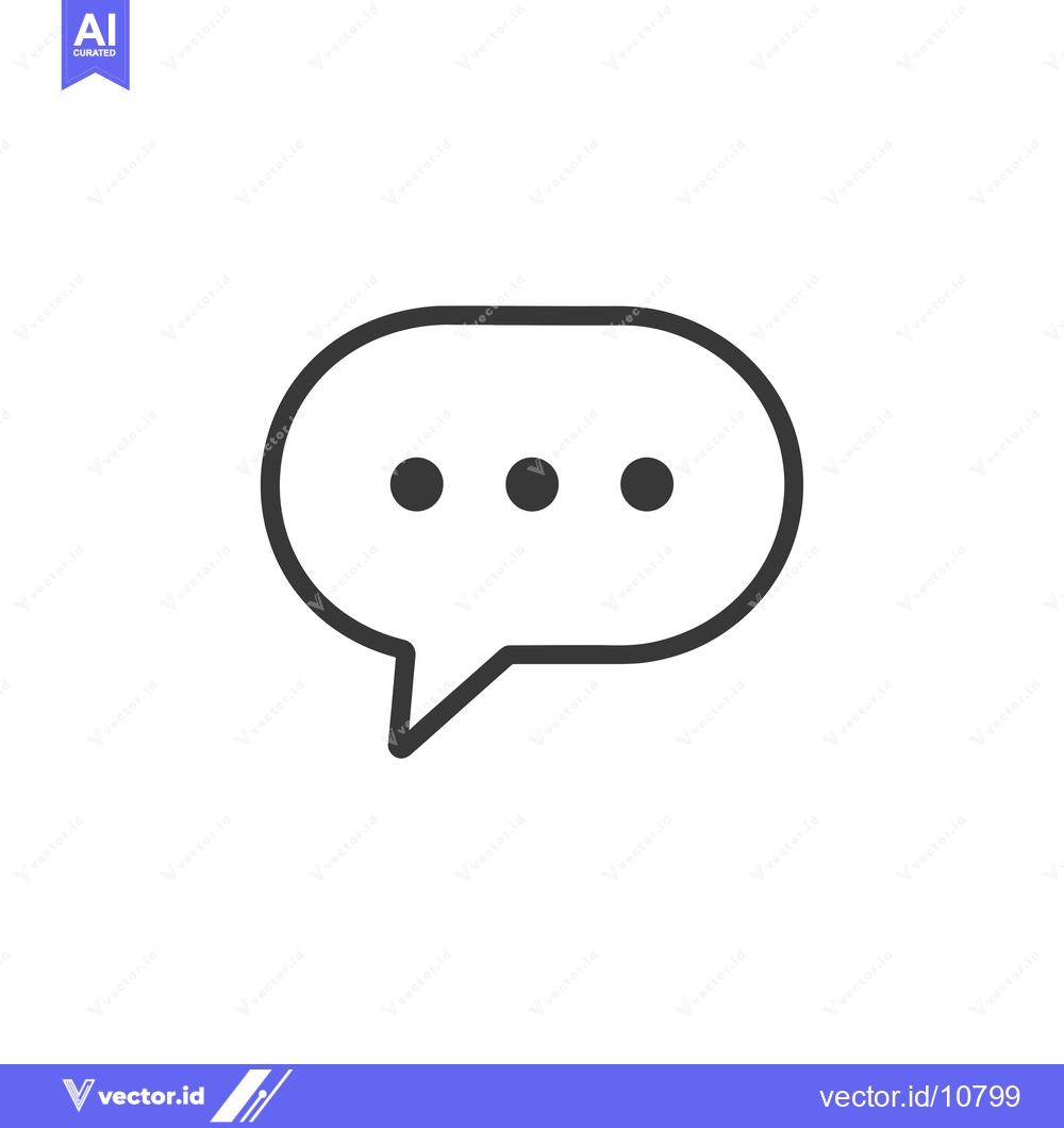 Premium Vector dari A Black and White Speech Bubble with Three Dots Inside