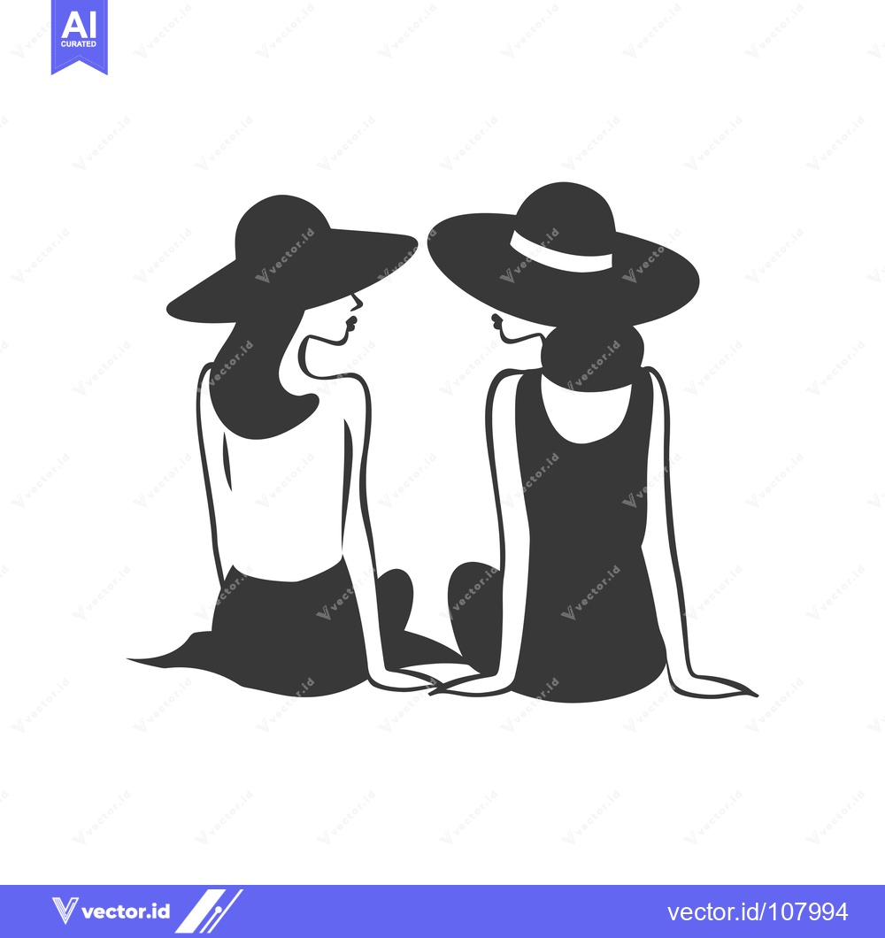 Premium Vector of Two Women in Hats Facing Each Other