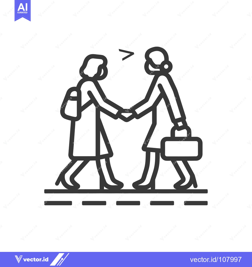 Premium Vector of Two Women in Suits Shaking Hands With Briefcases