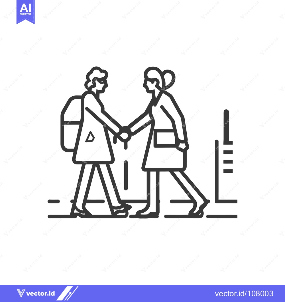 Premium Vector dari Two women shaking hands while walking in opposite directions