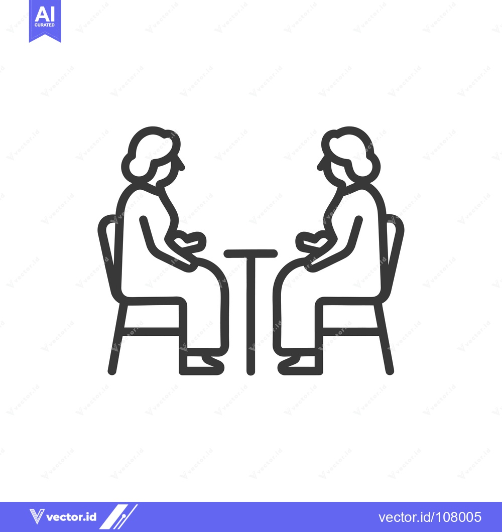 Premium Vector dari Two Women Sitting at a Table Facing Each Other