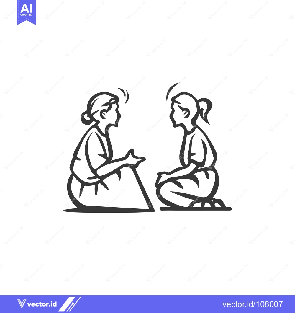Premium Vector of Two Women Sitting Facing Each Other in Conversation